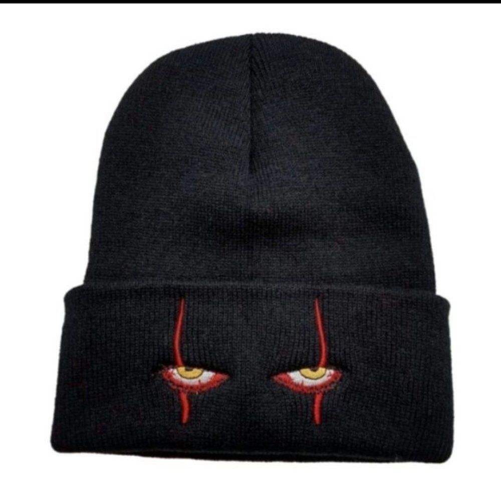 Knitted Embroidered Woolen Hats, Hood Hat Fashion Solid Black, One size fits all